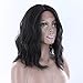 Longqibeauty Short Wavy Natural Hair Synthetic Wig Medium Brown Lace Front L Part Shaped with Natural Hairline Glueless Heat Resistant Replacement Wigs for Women (12 Inches, #1B, Natural Black)