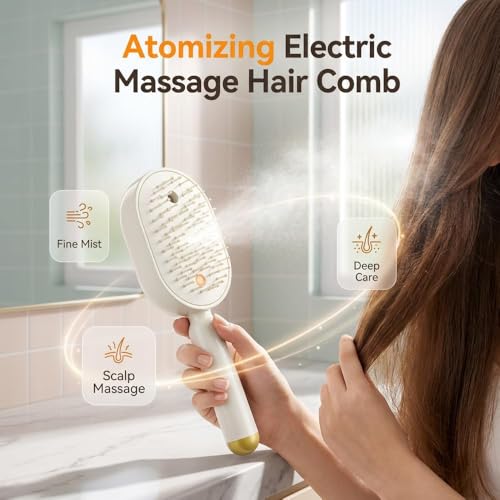 Electric Spray Air Cushion Massage Comb,2026 New Electric Spray Air Cushion Brush,Rechargeable Steaming Massage Hair Care Brush for Hair for Reduce Frizz, Nourishes Hairs,Anti-Static (pink)