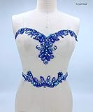 Rhinestone Applique with Crystal Trim 3D lace Patches Great for DIY Neckline Bodice Belt Wedding Bridal Prom Dress A3 (Royal Blue)