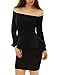 Allegra K Women's Off Shoulder Hidden Zipper Side Design Casual Peplum Top M Black