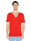 American Apparel Men Sheer Jersey Deep V-Neck T-Shirt
