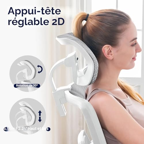 TONFARY Professional Ergonomic Office Chair - Breathable Mesh Backrest, 130° Tilt, 3D Armrests and Adjustable Seat - Swivel Wheels, 150kg