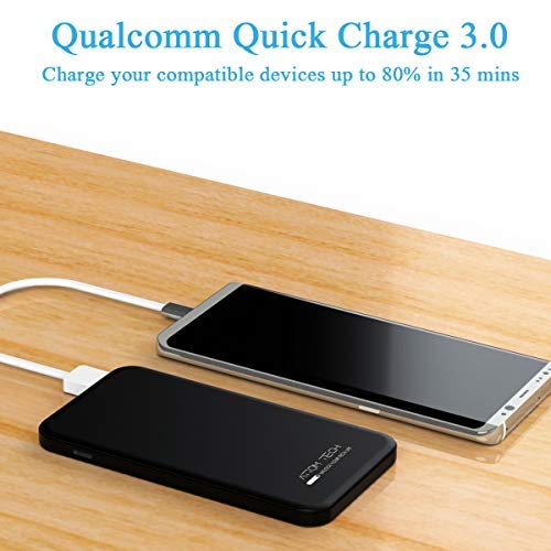 Attom Tech USB-C PD/QC 3.0 Power Bank Dual Fast Charge Molds Quick Charge and Power Delivery, 10000mAh Portable Charge External Battery Pack,Emergency Phone Power Backup