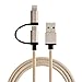 CableCreation 2-in-1 Lightning and Micro USB Cable 4FT, Braided Android and iPhone Charging Cable [MFi Certified], Compatible iPhone 11 /X /8/7, iPad and More, Gold