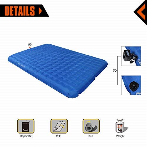 KingCamp 2-Person PVC-Free Ultra Light Camping Airbed with Battery Operated Pump, 6 Pounds