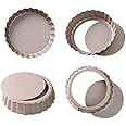 Mini Tart Pan, 3.5 Inch Egg Tart Molds Removable Bottom Non-Stick Tin, Oven And Instant Pot Baking Carbon Steel Champagne Gol