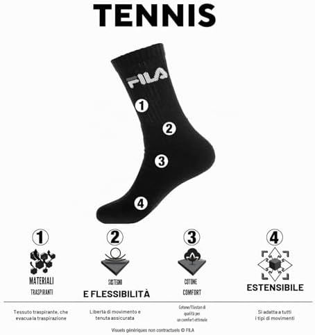 Calzini Uomo Cotone Set di 6 Calze Sportive Uomo, Vestibilità Perfetta e Traspirante, Nero, Taglie 39/42