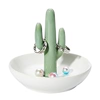 WANYA Cactus Ceramic Ring Jewelry Holder Decor Dish Organizer, Tropical Design