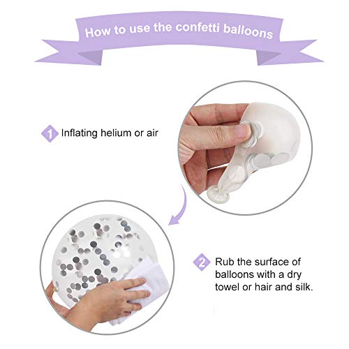 Ballon Anniversaire SKYIOL Violet Blanc Argent 30cm Hélium Métallique Confettis Ballons 10m De Ruban De Mariage Comme Enfants Fille Graduation Décoration De Fête De Douche De Bébé