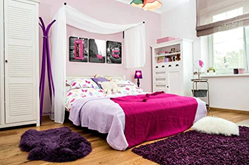 Girls Pink Paris Theme Room Decor Wall Art Paris Eiffel Tower Decor for Bedroom for Canvas Black and White Art Eiffel Tower Pictures Decorations London Big Ben Tower Eiffel Tower Painting Framed