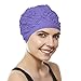 BEEMO Women Swim Bathing Caps Ladies Retro Style Latex Embossed- Lilac
