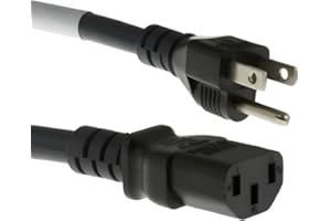 CablesAndKits - Heavy Duty AC Power Cord 10ft (3m) - 3 Prong Replacement Power Cord, 15A/125V,14 AWG, NEMA 5-15P to IEC-60320-C13-3 Conductor AC Cable for PC, Monitor, and Workstation Devices