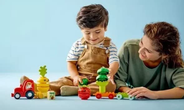 LEGO DUPLO My First Fruit and Vegetable Tractor Toy 10982, Stacking and Color Sorting Toys for Babies and Toddlers Ages 1 .5-3 Years Old, Educational Early Learning Set