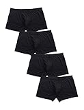 David Archy Men's 4 Pack Polyamide Fast Dry Support Pouch Trunks(S,Black)