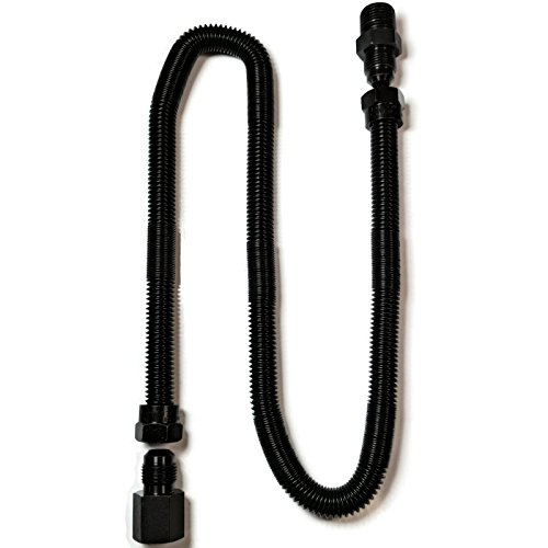 Midwest Hearth Whistle Free Gas Flex Line for Fire Pit and Fireplace - Black Coated Stainless Steel (30
