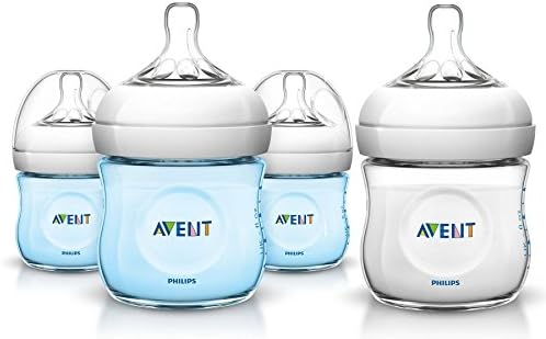 Philips Avent 4 Count Natural Polypropylene 4 Ounce Bottle Set, Boy (Includes BONUS Baby Haven Reusable Steam Sterilizer Bag)