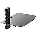 Mount Factory - Adjustable Wall Mount/Single Floating Glass AV DVD Component Shelf - Black