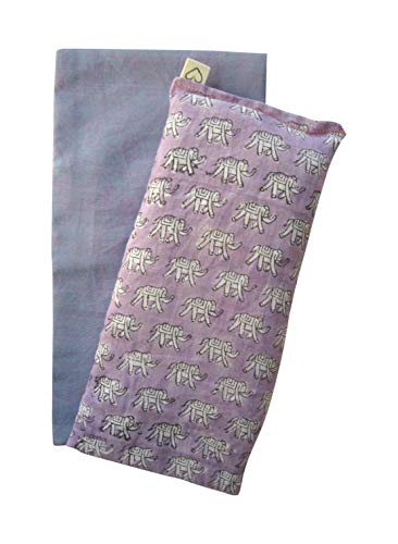 Scented Eye Pillow Gift Set – Washable Cover – Lavender Flax – 4 x 8.5 Cotton – Soothing Relaxing – elephant purple lilac