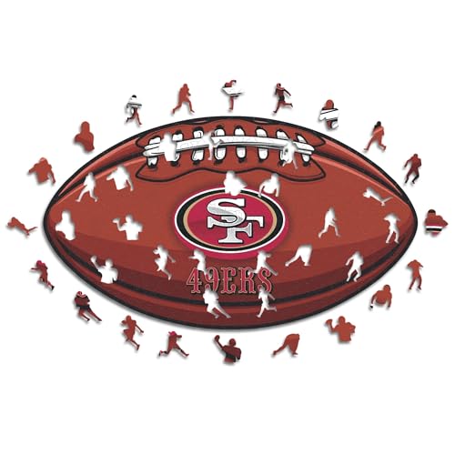Iconic Puzzles, San Francisco 49ers crest, 100% eco-sustainable wooden puzzle with official license NFL, size L, 500 pieces