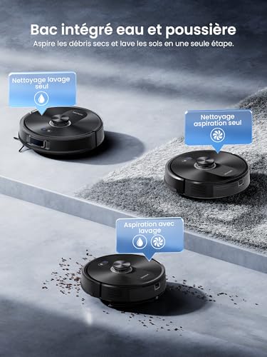 Proscenic Q10+ Robot Vacuum Cleaner, 8000Pa 200 Mins Robot Vacuum Cleaner with Mop, Navigation Lidar, Multi-Stage Mapping, Obstacle Avoidance, Silent, for Pet Hair Carpets Hard Floors