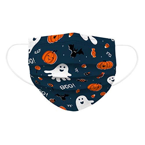 Tianerly Disposable Madks, Christmas/Halloween 3-Ply Breathable Face, Pack of 50, for Adults & Kids Non-Woven Mouth(E-Adults-Halloween)