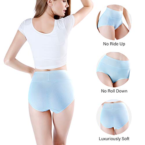 image for wirarpa Women's 4 Pack Cotton Underwear High Waisted Full Coverage Bri