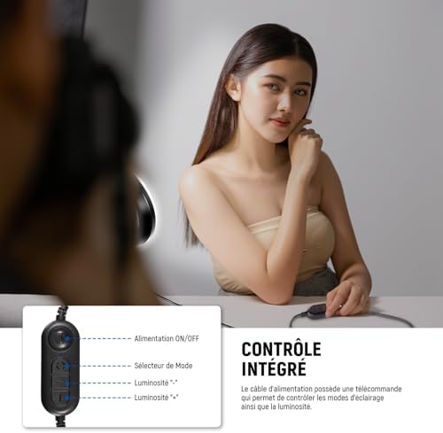 Basics Ring Light 5" avec Mini Trépied pour Vidéoconférence,Kit Streaming à Clipser pour Moniteur,Webcam,Ordinateur Portable Maquillage Selfies Enregistrement Vidéo Chiffon Nettoyage, BR60