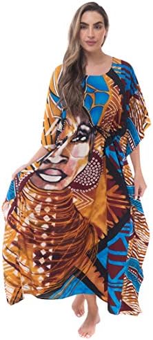 thumbnail image 2 of Riviera Sun Women's Caftan - Bohemian Embroidered Maxi Dress Beach Cover Up With Bell Sleeves 2 of 12