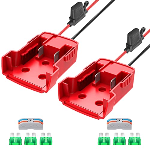 2 Packs Power Wheel Adapter for Milwaukee M18 Battery Adapter 18V Power Wheels Battery Converter with Fuses & Wire Terminals, 12AWG Wire, Power Connector for DI