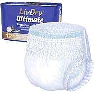 LivDry Ultimate XL Adult Incontinence Underwear, Max Absorbent Adult Diapers with Leak Protection, X-Large, 12-Pack