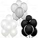 AFTERLOON® Biodegradable Balloons 72 pcs Pearlized White/Silver/Black 12 Inch Pearl Color, Pearlescent Thickened Extra Strong Latex Helium Float, for Baby Gender Wedding Birthday Party Decorations