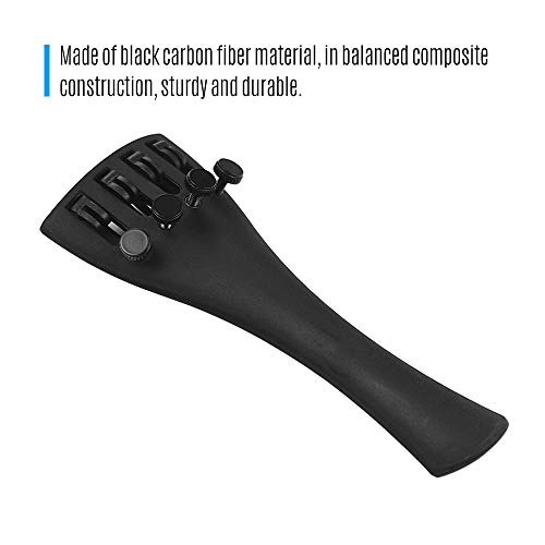 Muslady Violin Tailpiece Kit Carbon Fiber Fiddle with Four Fine Tuners and Tailpiece Gut Cord Professional Orchestral Strings Parts Kit(for 4/4, 3/4, 1/2, 1/4, 1/8 Violins Option)