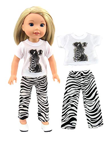 American Fashion World Zebra Pant Set -Fits 14 Inch Wellie Wisher Dolls | 14 Inch Doll Clothing