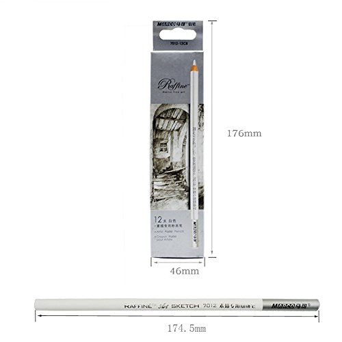Artist Sketch White Pencil 12 PCS (White Charcoal Pencil)