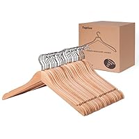 Topline Classic Wood Shirt Hangers - Natural Finish (30-Pack)