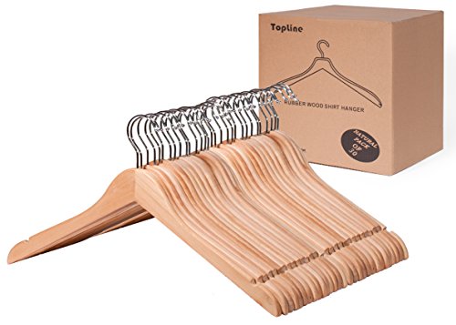 Topline Classic Wood Shirt Hangers - Natural Finish (30-Pack) - Thumbnail 7