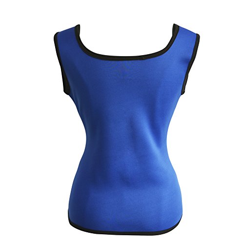 Women's Hot Sweat Slimming Neoprene Shirt Vest Body Shapers for Weight Loss Fat Burner Tank Top (Large, Blue) - Thumbnail 4