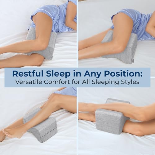 5 STARS UNITED Knee Pillow for Side Sleepers - Hip Pain Relief, Memory Foam Leg Cushion for Side Sleeping - Between Legs Pillow for Sciatica & Lower Back Pain, Arctic Gray