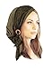 ShariRose Boho chic pre-tied headscarf olive green head cover for women vintage lace coconut buckles - 131