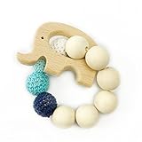 Wooden Teether Wood Elephant Shaped Teething Nursing Bracelet Chew Toy Montessori Baby Teether Toys