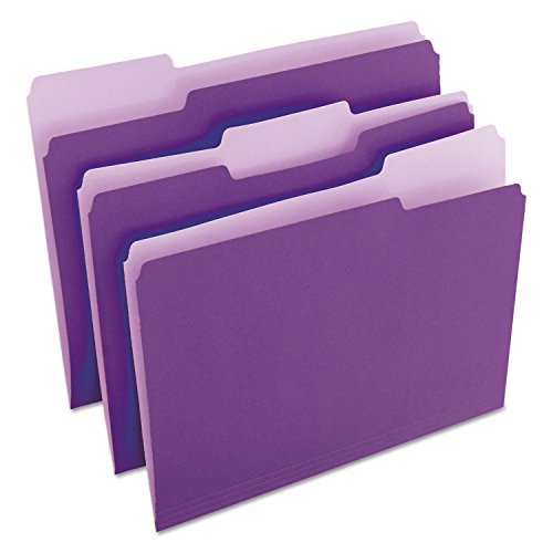 Universal 10505 File Folders, 1/3 Cut One-Ply Top Tab, Letter, Violet/Light Violet (Box of 100)
