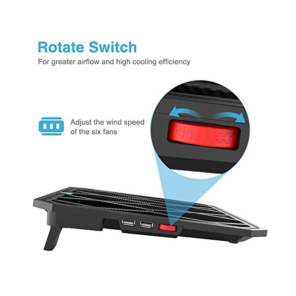 VOXON-Laptop-and-Notebook-Cooling-Pad-With-6-Fans-at-1400-RPM-and-Red-LED-Laptop-Cooler-fits-up-tp-19 VOXON Laptop and Notebook Cooling Pad, Gaming Laptop Stand, 65CMF, With 6 Fans at 1400 RPM, 12 Red LED Laptop Cooler…