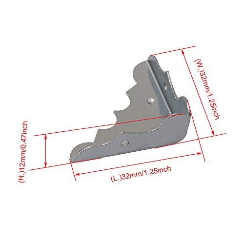 Homeswitch 32x32x12mm Silver Metal Cabinet Corners for Cigar Box Guitar Decorative Pack of 4