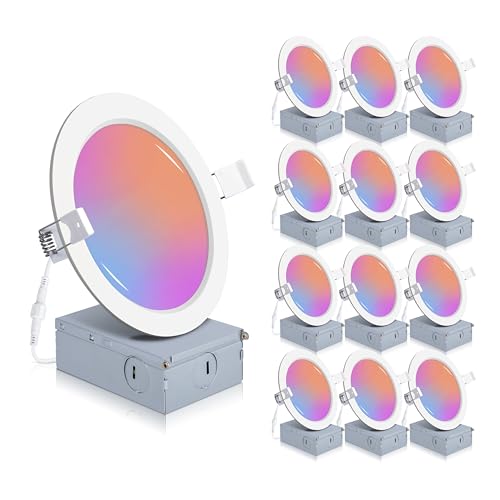 Photo 1 of 12 Pack Smart Recessed Lighting 6 Inch, 6 Inch LED Recessed Lights 12W 1200LM, Smart Downlight with Junction Box Compatible with Alexa/Google Assistant and Siri - ETL and Energy Star Certified