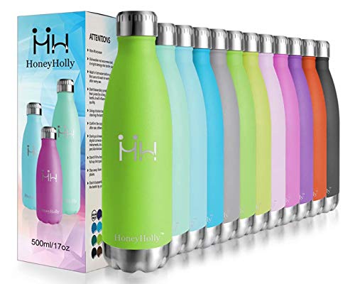 HoneyHolly Stainless Steel Water Bottle, Double Walled Vacuum Insulated 350/500/600/750ml Bpa Free, 12 Hours Hot/24 Hours Cold, Reusable Leakproof Water Bottles for Kids, Kitchen, Home, School, Cafe