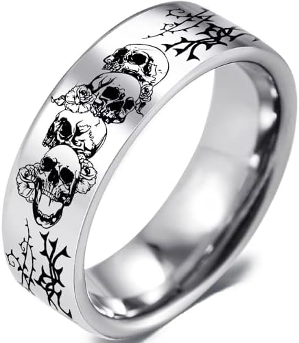 SAINTHERO Men's Vintage Stainless Steel Band Rings Gothic Devil