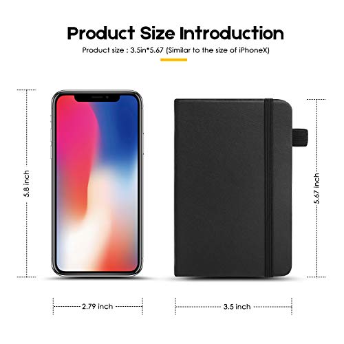 2-Pack Pocket Notebook 3.5" x 5.5", Small Notebook Notepad Dotted Grid Mini Hardcover Journal, Premium 120Gsm Thick Paper, with Elastic Closure, Bookmark, Inner Pocket, Pen Holder - Thumbnail 3