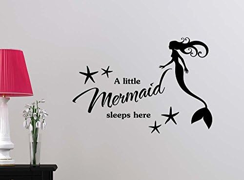 A mermaid sleeps here starfish beach love cute playroom sticker nursery vinyl saying lettering wall art inspirational sign wall quote decor