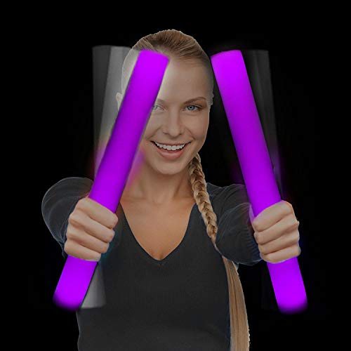 Fun Central 6 Pack - LED Supreme Foam Stick Baton Bulk - Light Up Batons for Wedding, Concert and Party - Purple