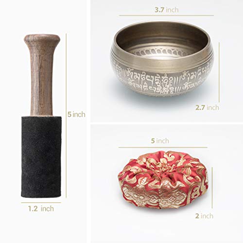 CAHAYA Tibetan Singing Bowls with Cushion and Mallet 3.7inches Meditation Sound Bowl Handcrafted in Nepal for Yoga… - Image 4